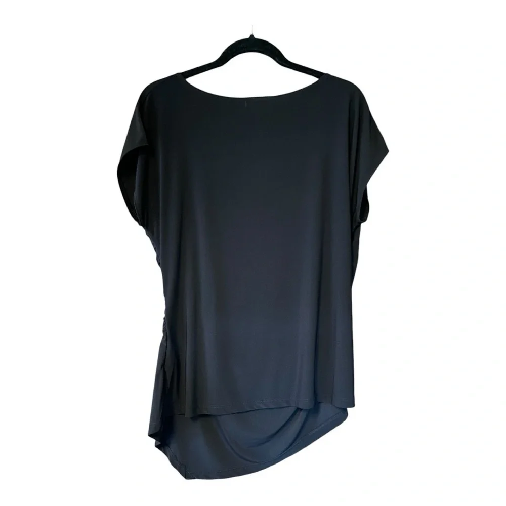 Dressbarn NWT Black Blouse With Asymmetric Hem. Adorable and flattering top!! - Picture 2 of 8